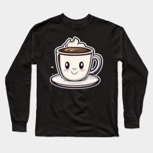 Happy cute coffee cup smiling Long Sleeve T-Shirt